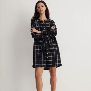NWT madewell collarless shirt dress in windowpane! Size medium.